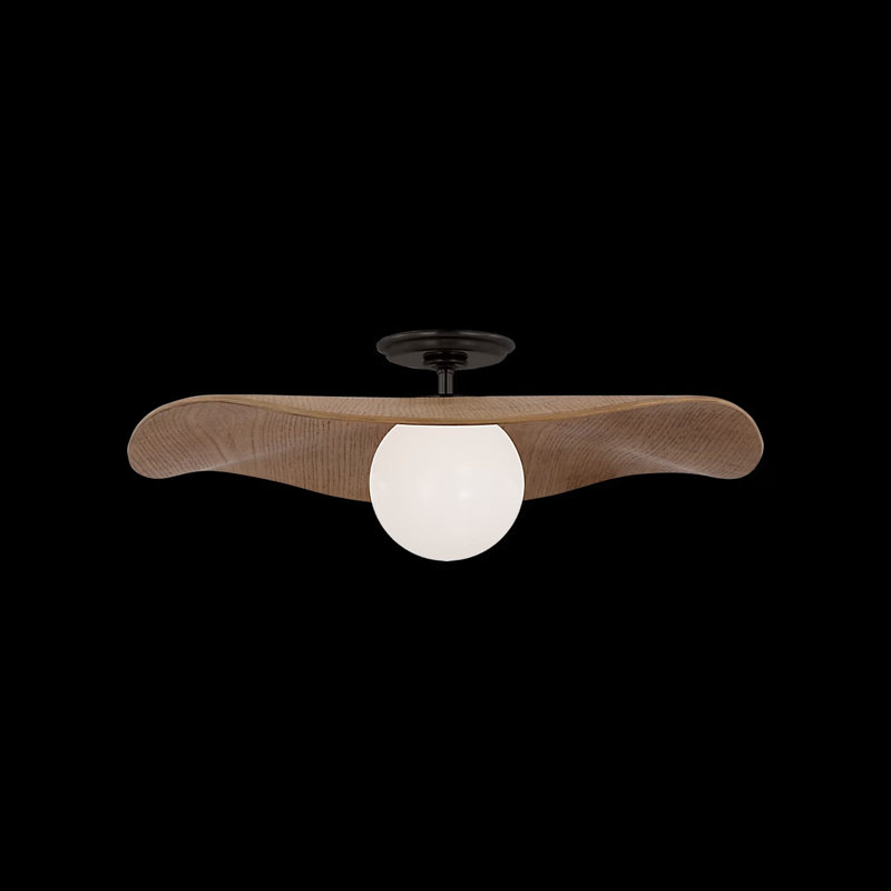 Mahalo 22" Semi-Flush Mount, Bronze; Natural Oak