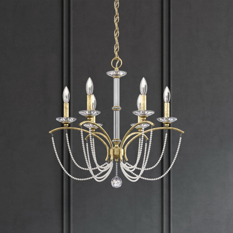 Priscilla 6 - Light Chandelier, Heirloom Silver/White Pearl