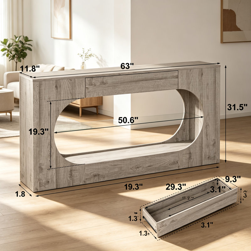 Console en bois avec tiroir, table d'entrée