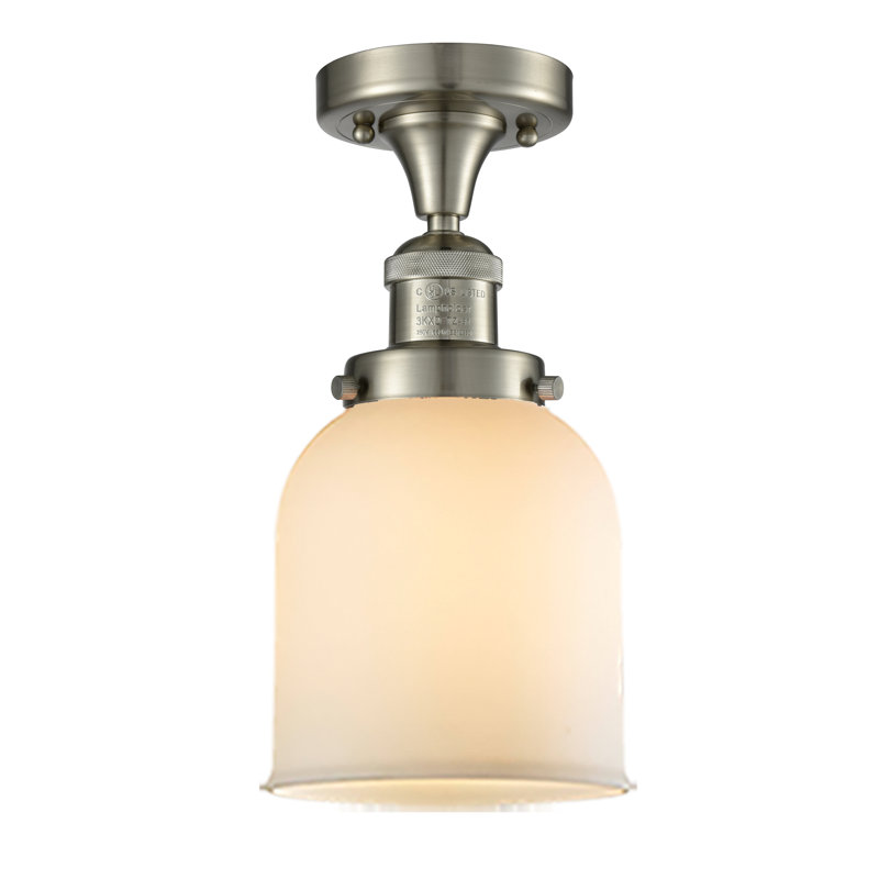 Norberto Glass Semi Flush Mount, Brushed Satin Nickel, Matte White Cased