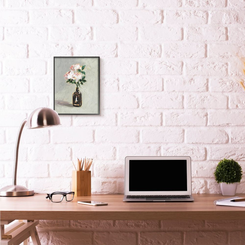 «Flower Jar Paint», impression sur toile, Giclée encadrée noir minuit, H 14 po x l 11 po