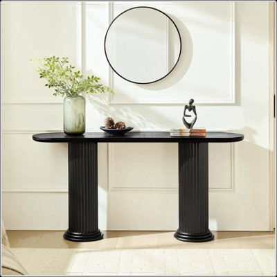 62.99" Roman-Style Console Table with Wood Veneer - Classic Design