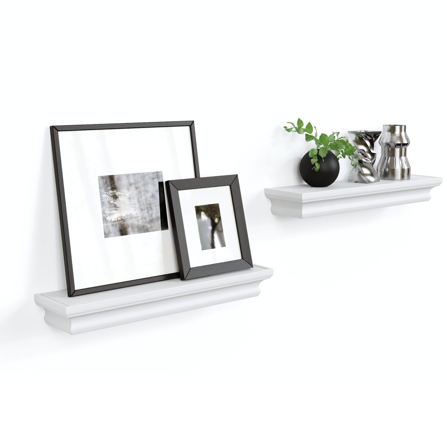 Ballucci Modern Ledge Wall Shelves, Set of 4, White