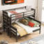Lit simple superposé au-dessus de grand lit en bois gris - idéal pour l'organisation de la chambre à coucher offrant un environnement stable et paisible-1272150395