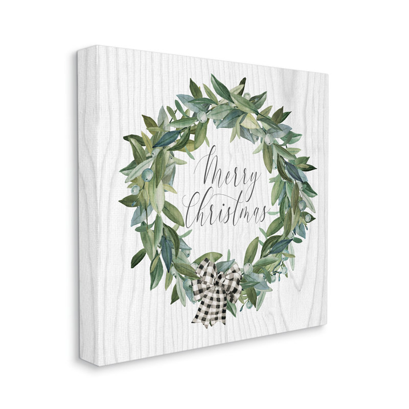 The Holiday Aisle® Tartan Bow Wreath Canvas Wall Art Design By Carol Robinson, L 17 po x H 17 po