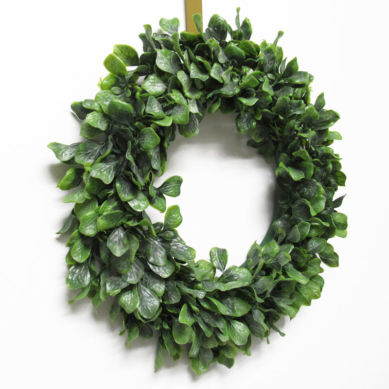 Artificial Lamb's Ear Leaf Wreath, 14" H x 14" W x 3.25" D