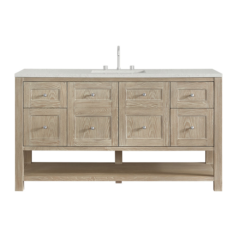 Breckenridge 60'' W Single Vanity, Whitewashed Oak, Widespread, Lime Delight Silestone