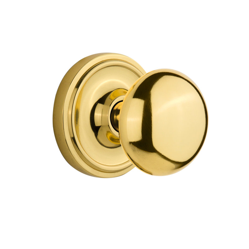 Rosette classique avec bouton de porte New York, Laiton non laqué
