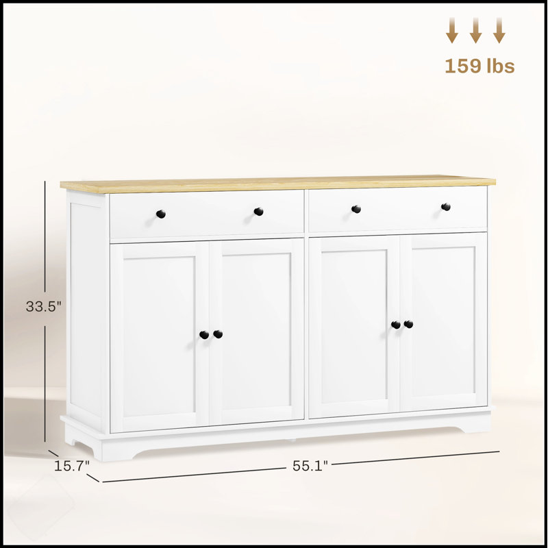 Elegant Style Buffet Cabinet With Spacious Storage, Adjustable Shelves, And Versatile Design For Modern Homes, Oak/White