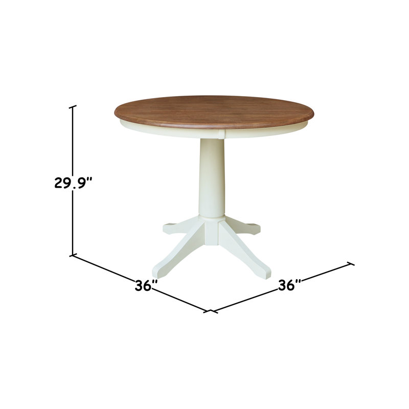 Table de salle à manger Imilia, H 29,9 po x L 36 po x l 36 po, Noyer blanc / écorce