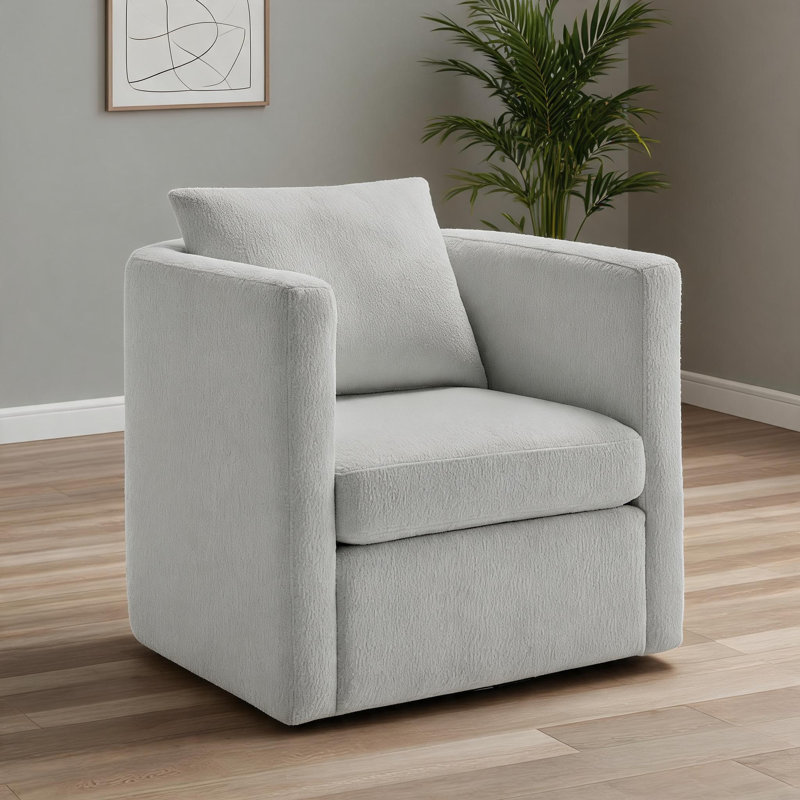 Pour le salon et les espaces de coin-bar | Fauteuil d'appoint pivotant à 360 degrés en tissu gris doux, Gris clair