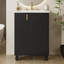 Meuble-lavabo à cadre en bois massif 24 po avec lavabo simple et tablettes latérales ouvertes-114299959