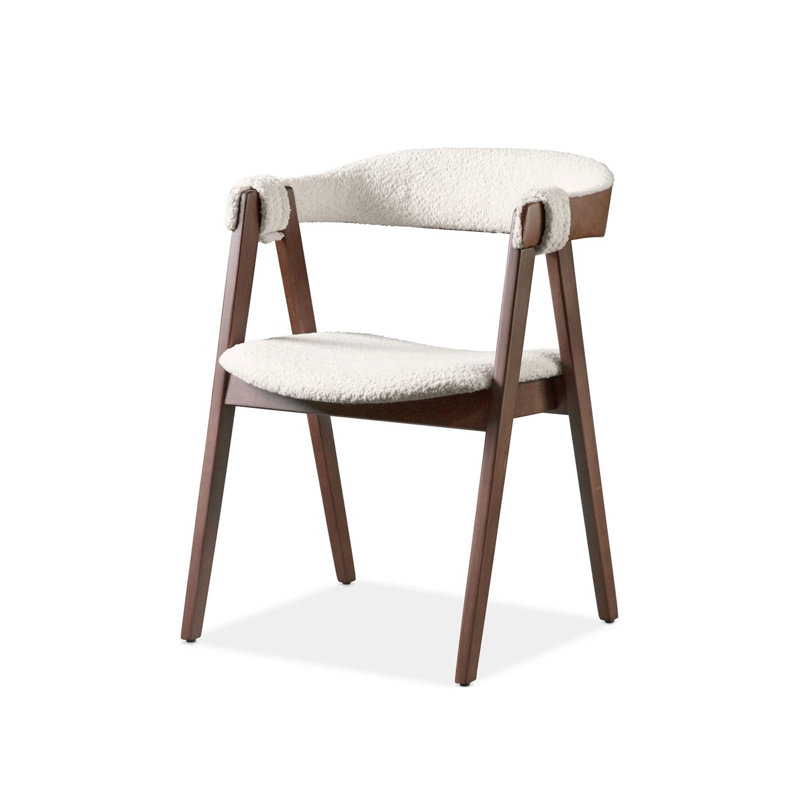 21" W Mid-Century Modern Side Chair (2/CTN), Walnut/Beige