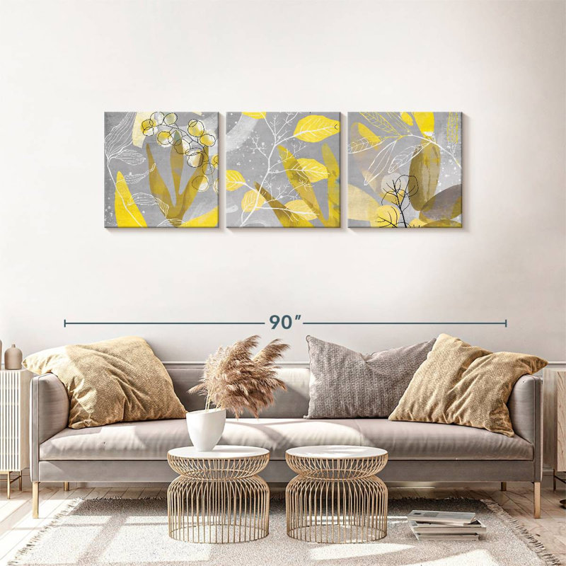 Plantes jaunes, reproduction sur toile, H 24 po x l 74 po x P 1,25 po