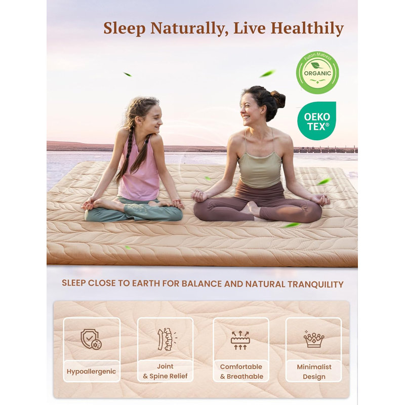 Japanese Floor Mattress Futon Mattress , Thicken Roll Up Tatami Mat W/ 100% Cotton Washable Cover, Portable & Foldable Floor Bed Mattress For Sleeping, Dormitory, Adult Kids, Coffee