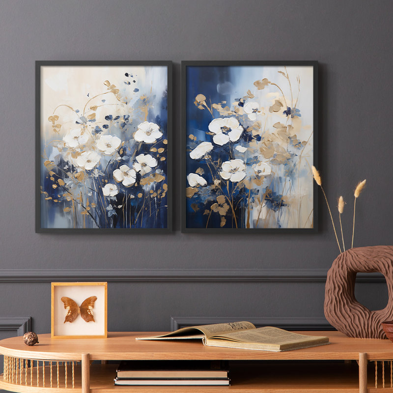 FLORAL Series CECII - Impression encadrée de qualité supérieure - prête à être accrochée - aucun clou requis - aucun clou requis