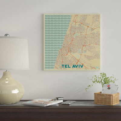 « tél aviv rétro urban blueprint map », impression sur toile