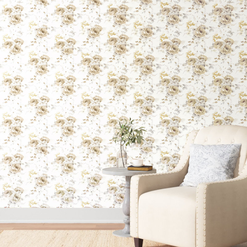 Maryville 32.7' L x 20.5" W Wallpaper Roll, Brown/Grey