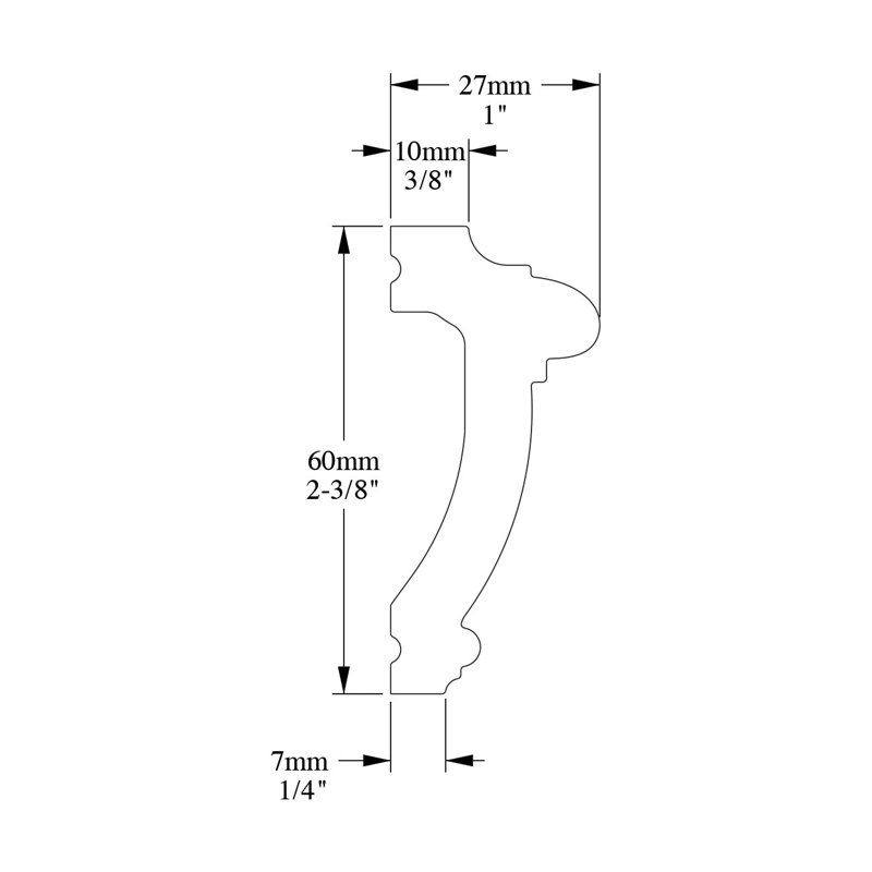 Moulure de panneau en polystyrène blanc apprêté P 1 po x l 2 3/8 po x L 78 3/4 po