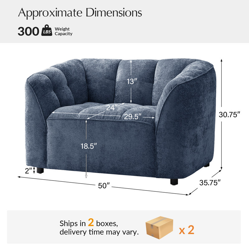 Hulda Modern 1.5 Seater Upholstered Armchair, Navy