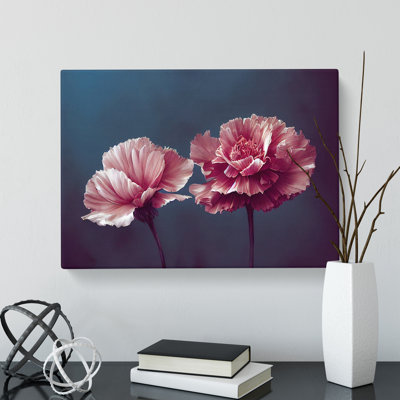 Dramatic Carnation Flowers - Wrapped Canvas