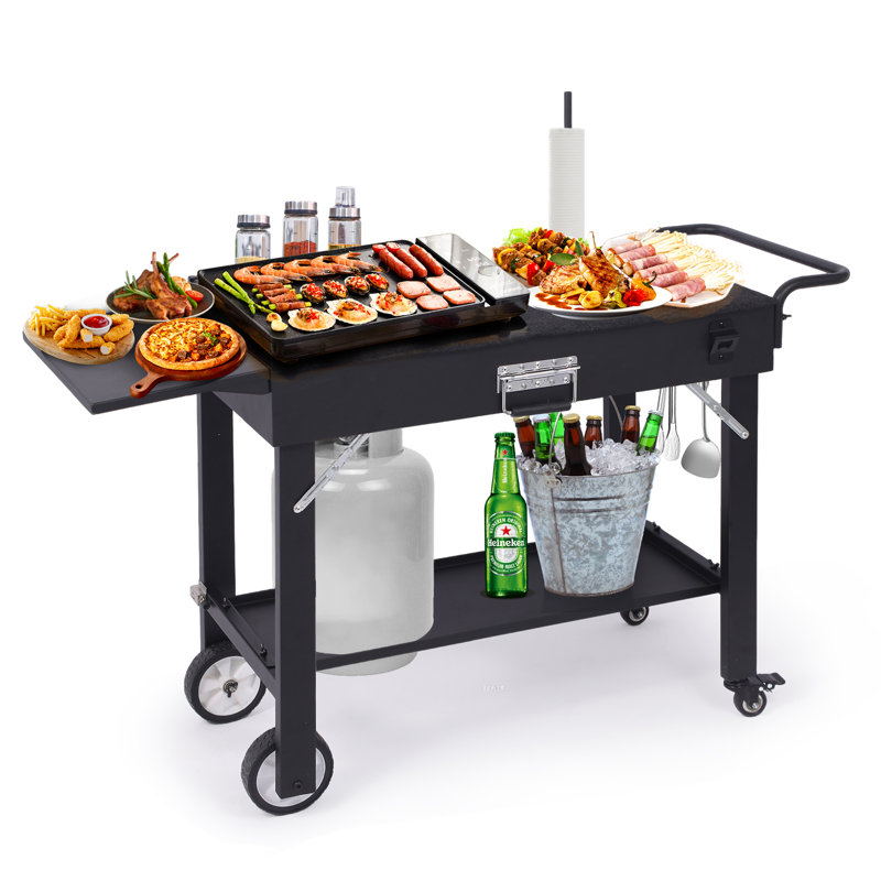 Portable Outdoor 6762B4FFC4AA4DAFB88F09B352069407 For Blackstone Griddle, Folding Table With Paper Towel Holder, Large Space Stand For Blackstone Griddle, Ninja Grills Etc
