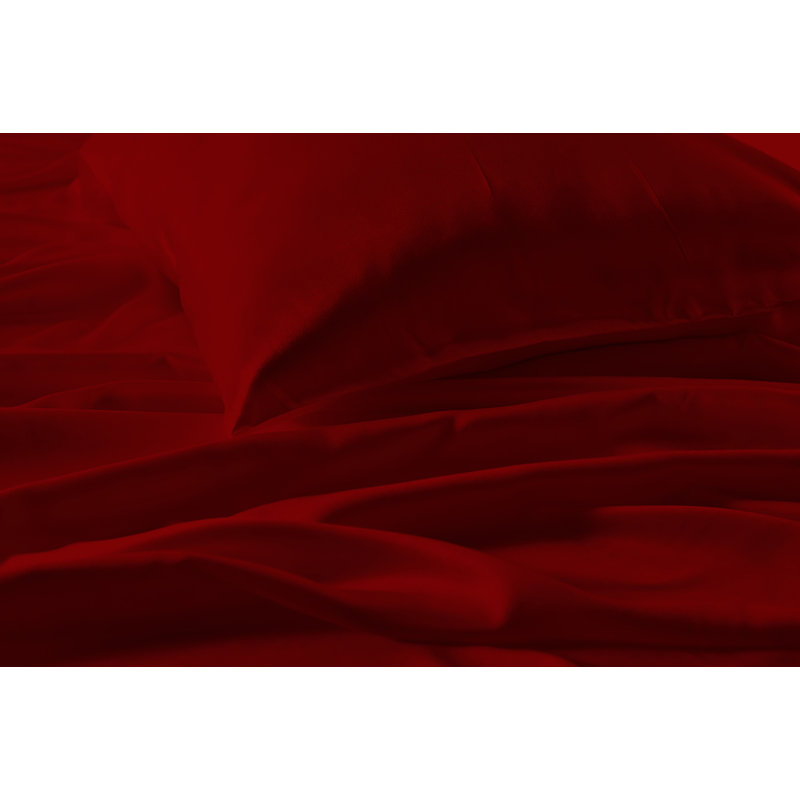  Ensemble de draps en satin 4 pièces Luxury & Soft, Ensemble de draps pour grand lit avec 2 taies d'or, Rouge