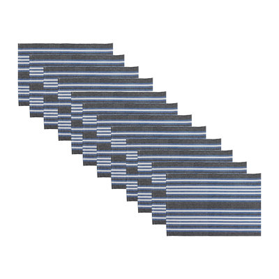 Chambray Ribbed Placemat Blue Ombre - Set Of 12