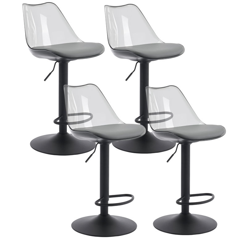 Swivel Upholstered Adjustable Height Counter Stool, Gray