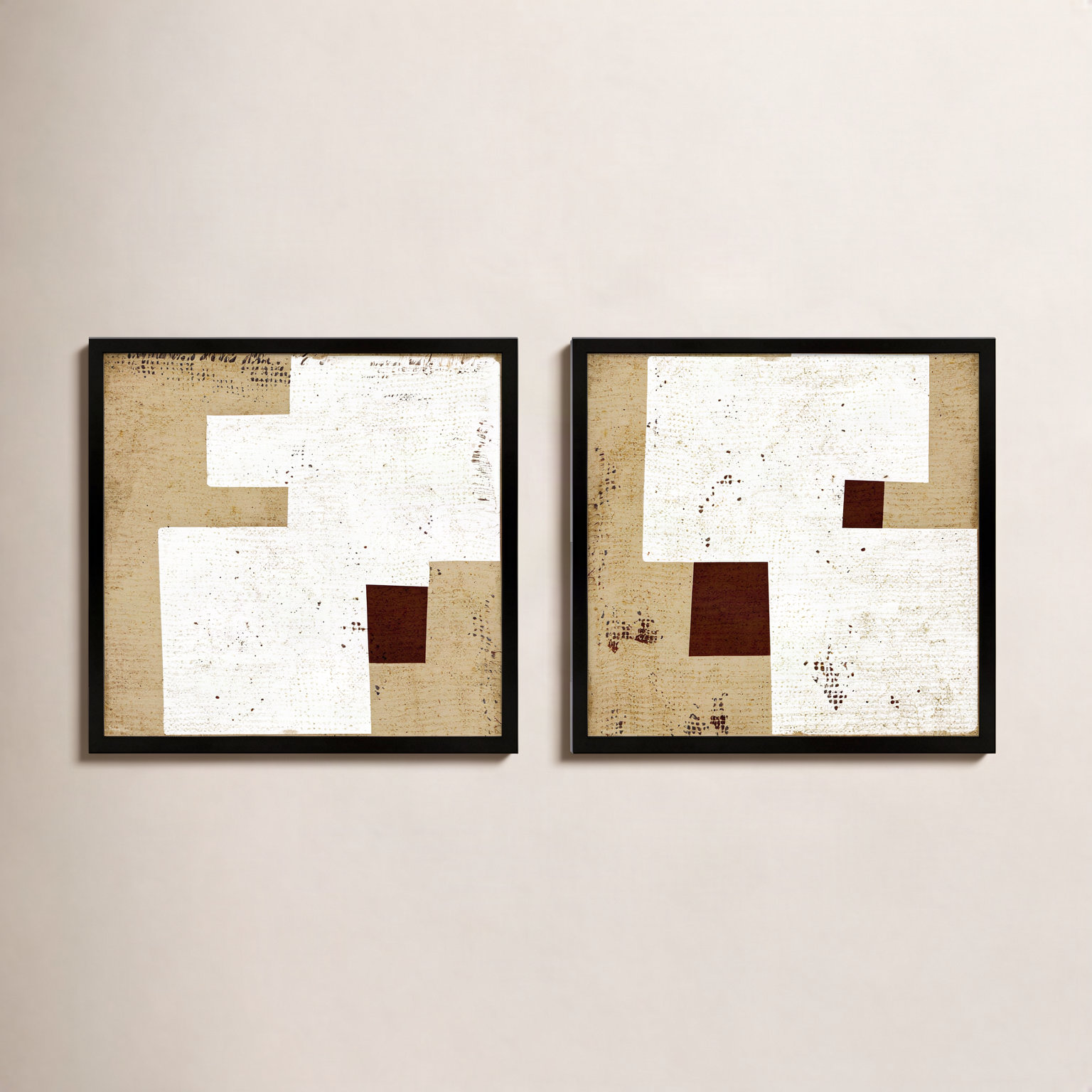 Squares 1 & 2, Set of 2 by Marco Marella for Studio M - Framed Wall Art, 16" H x 16" W, Paper, Black