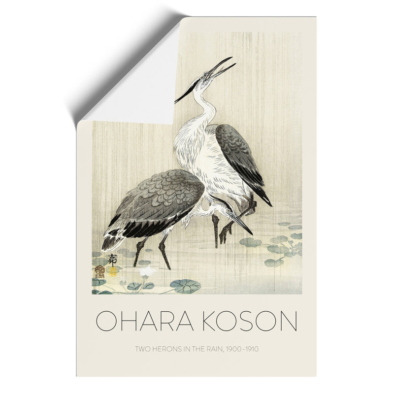 Two Herons in the Rain Print by Ohara Koson - Frameless Print, 42cm H x 30cm W x 0.1cm D