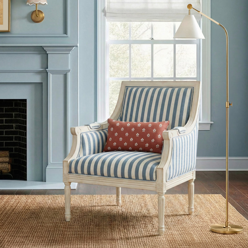 Rowena Upholstered Armchair, Blue Striped