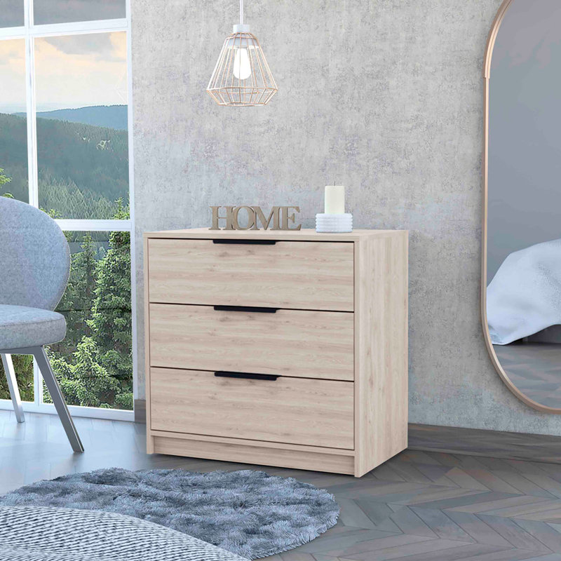 Commode à trois tiroirs, Gris clair