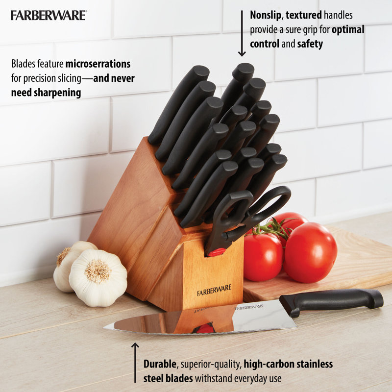 Farberware Farberware 18-Piece Never-Needs-Sharpending Knife Block Set
