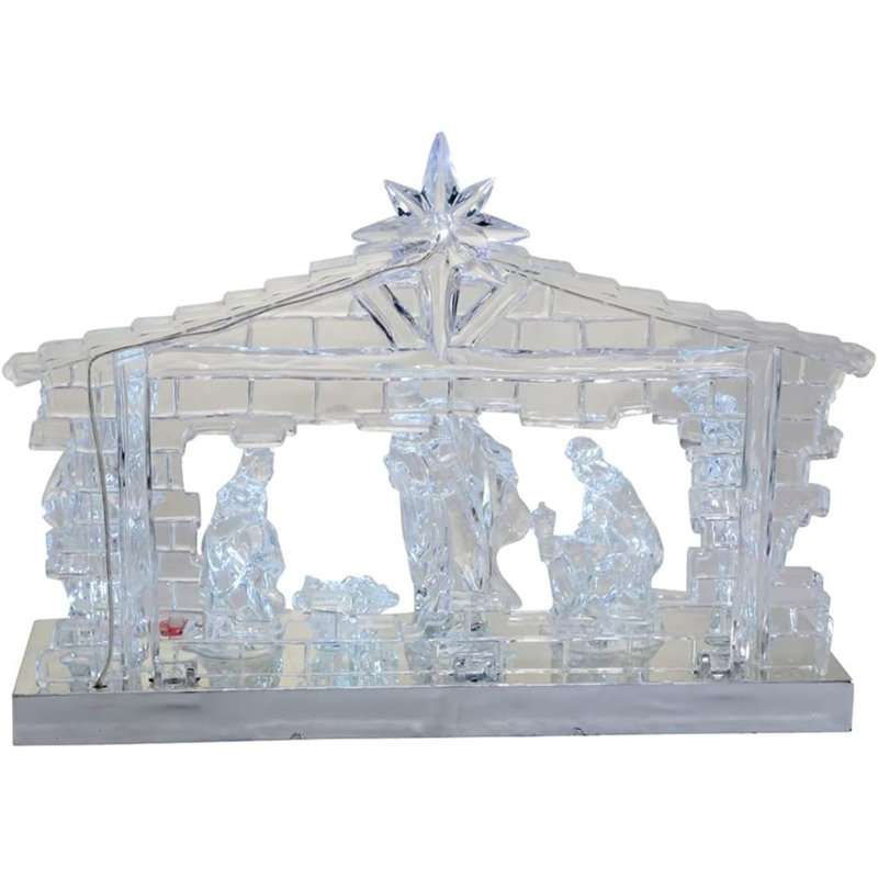 8.7-Inch Clear Acrylic LED Light-Up Musical Nativity Scene
