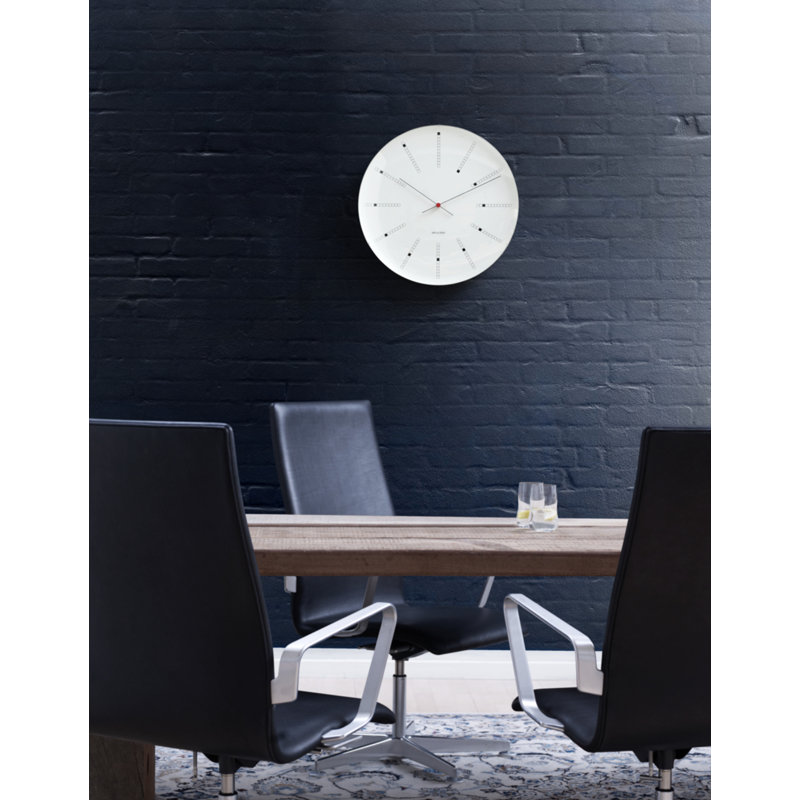 Bankers Metal Wall Clock, White/Black/Red, Extra Large