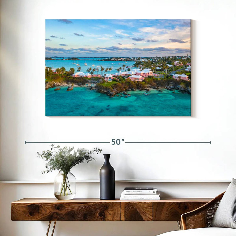 Bermuda Beach House - Impression sur toile tendue, H 26 po x l 39 po x P 1,25 po