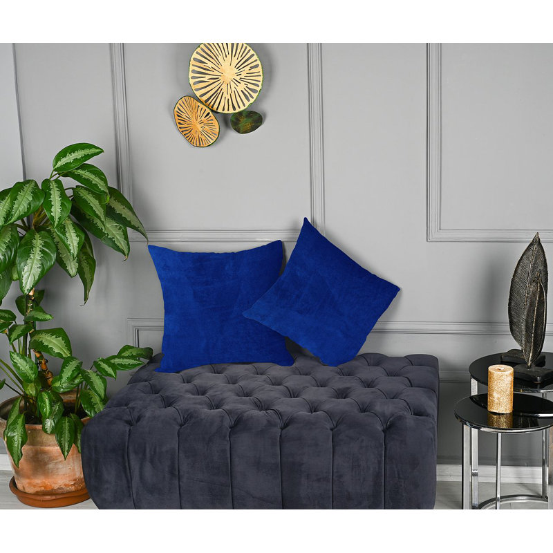 Matte Velvet Cushion Cover - 1 Pc, 41cm x 41cm, Blue