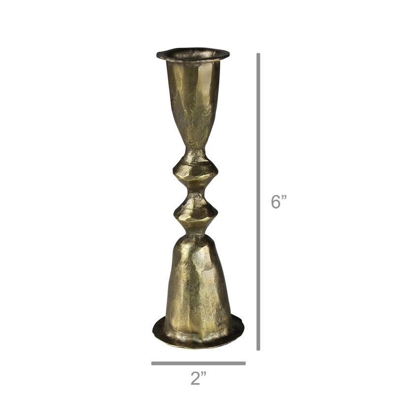 Metal Tabletop Candlestick, 6" H x 2" W x 2" D