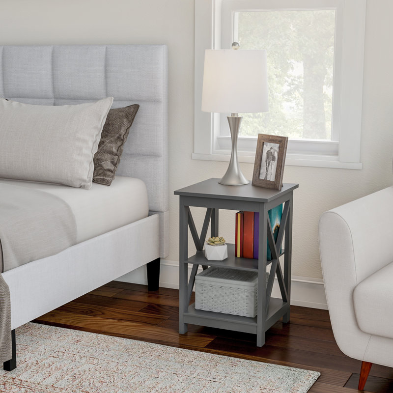 Table de bout avec rangement Odder, Gris