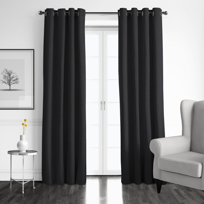 Paire de rideaux Elsie, L 50 po x L 120 po, Ébène
