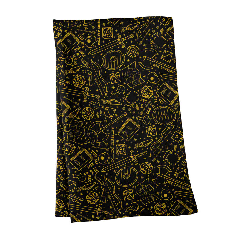 Serviette à thé à motif lines rpg Mcguigan, Sergé de coton, Noir / Jaune