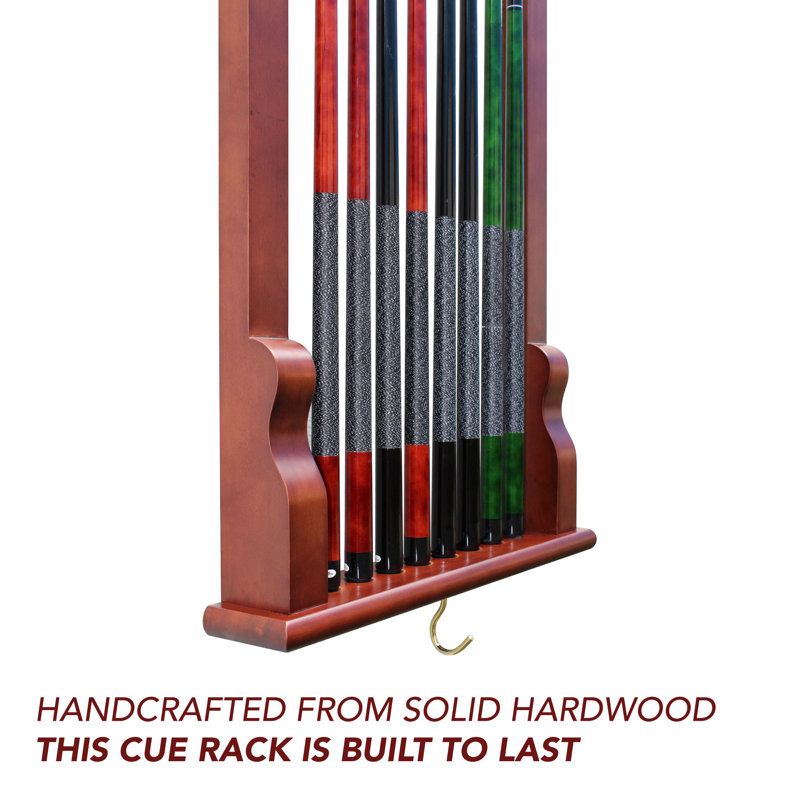Antique Walnut Wall-Mounted Billiard Pool Cue Rack
