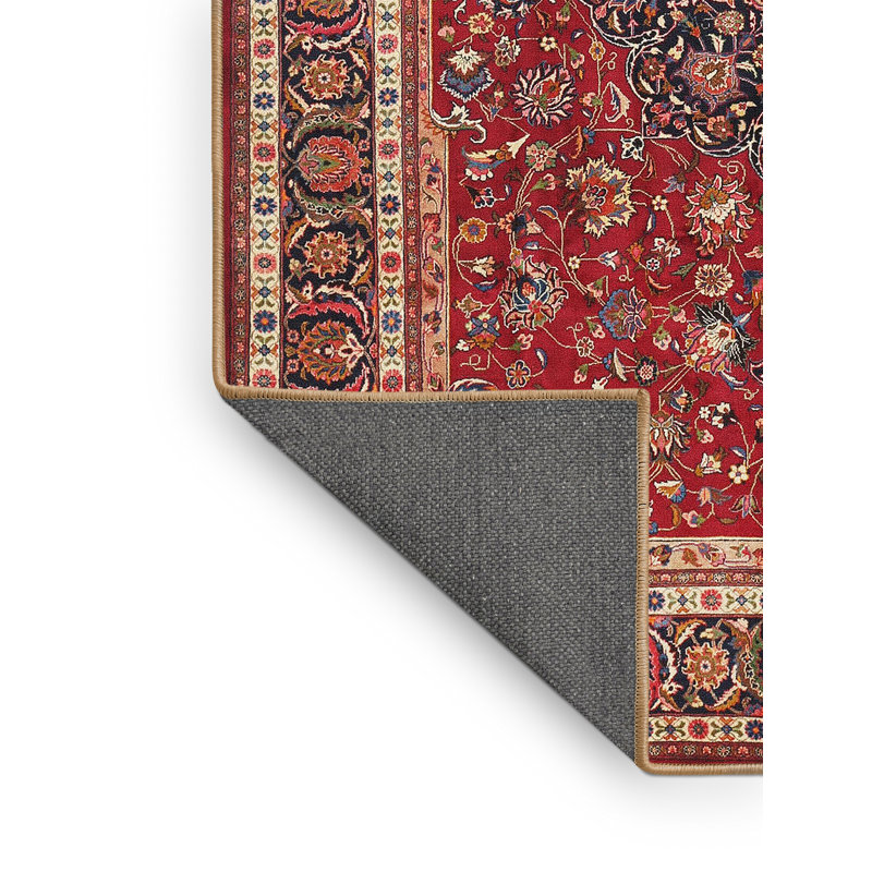 Tapis traditionnel rouge / brun / jaune Dieman, Rectangle 3 pi x 5 pi