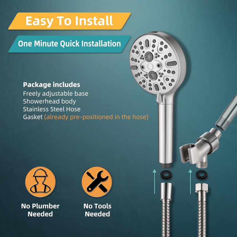 Filtered Handheld Shower Head, 9 Spray Modes With Water Softening And Purification, High Pressure