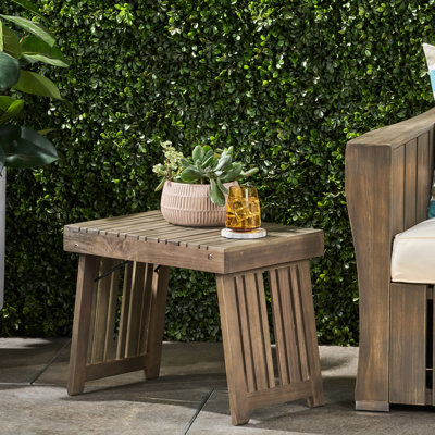 Table d'appoint pliable en bois gris avec lattes Fascination, table l 21,82 po x P 13,81 po, charisme