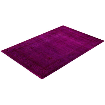 Overdyed One-of-a-Kind Rectangle 4'2" X 6'3" Hand Knotted Area Rug