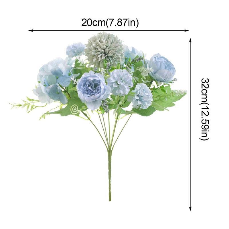 Bouquet de pivoines et d'hortensias artificiels réalistes - Soie / Plastique de véritables fleurs tactiles pour centres de mariage, décor de table, arrangements de fête nuptiale
