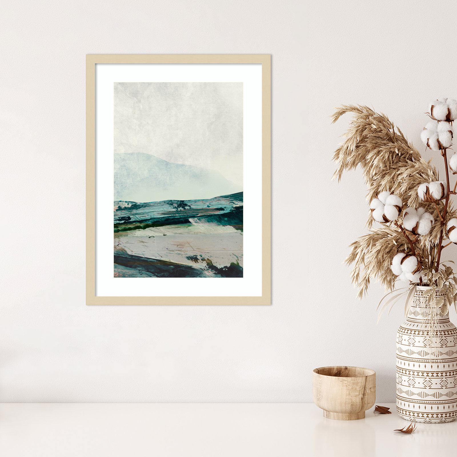 Cleve "Mountain Mists" Print by Dan Hobday, Brown Framed, 25" H x 19" W