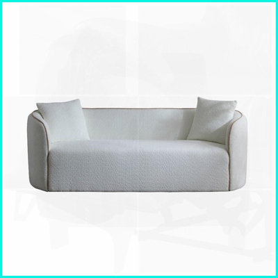 82" Curved Boucle 3-Seater Sofa – Elegant White Design for Living Room, Bedroom &amp; Apartment Office